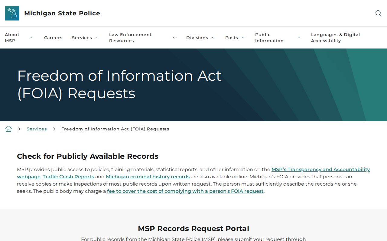 Michigan State Police request channel for Gratiot County arrest history