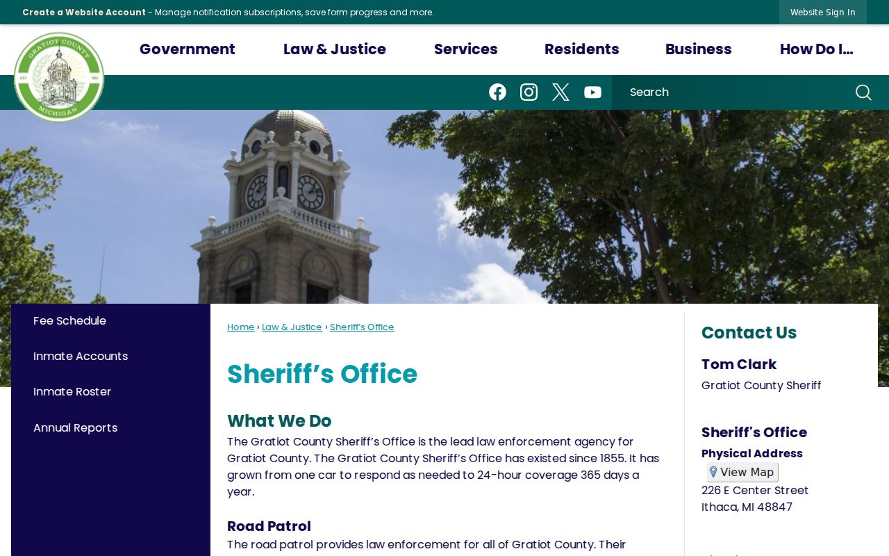 Gratiot County arrest lookup through the sheriff and jail
