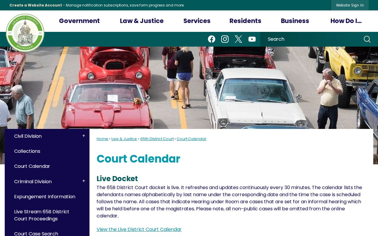 Gratiot County criminal court live calendar