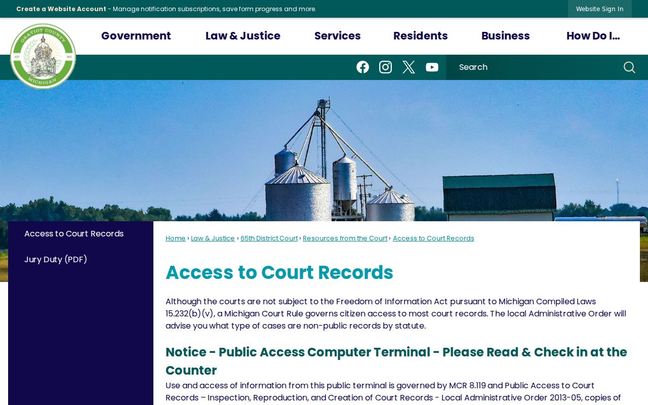 Gratiot County criminal case public terminal policy