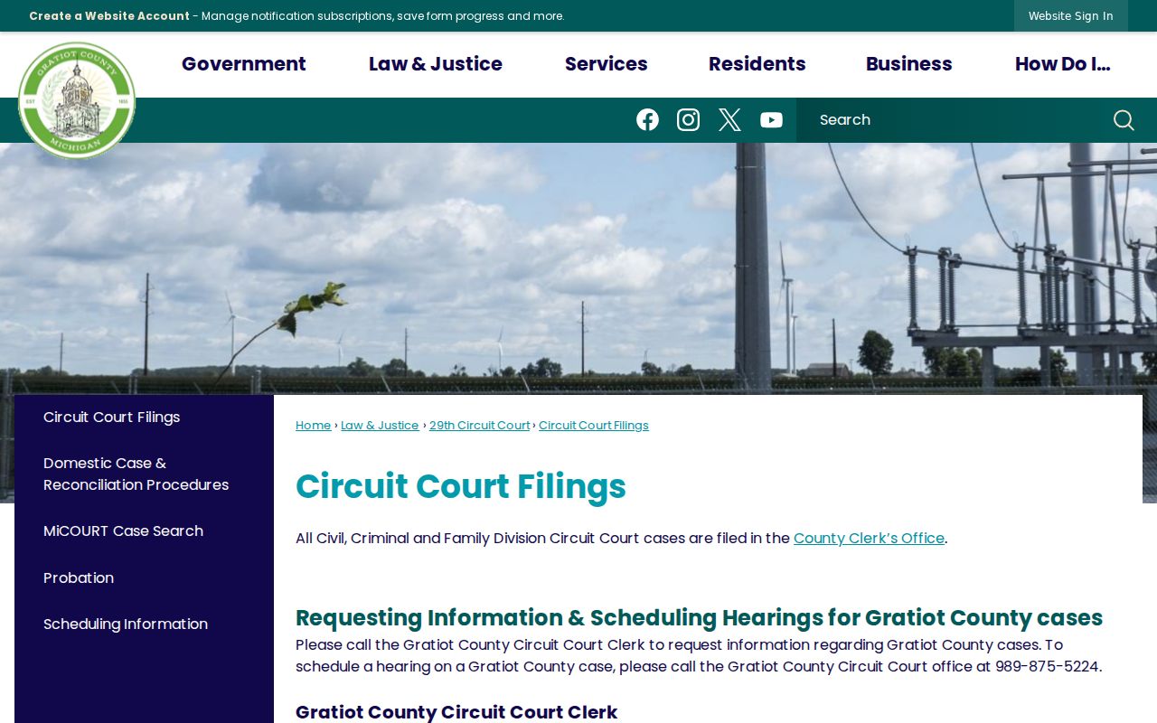 Gratiot County criminal court case filing office