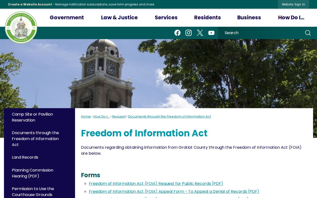 Gratiot County criminal records FOIA request hub