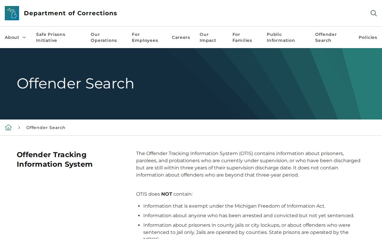 Gratiot County criminal history MDOC OTIS custody lookup
