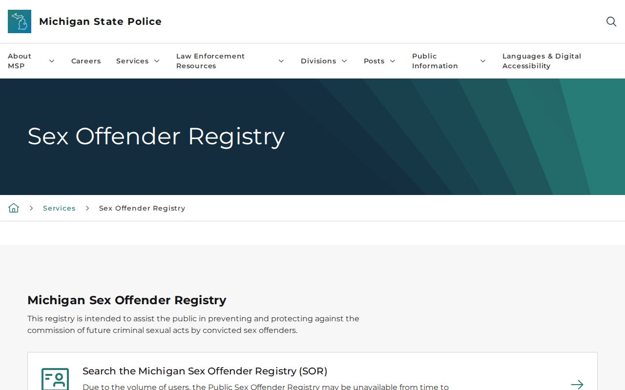 Gratiot County sex offender registry guide from Michigan State Police