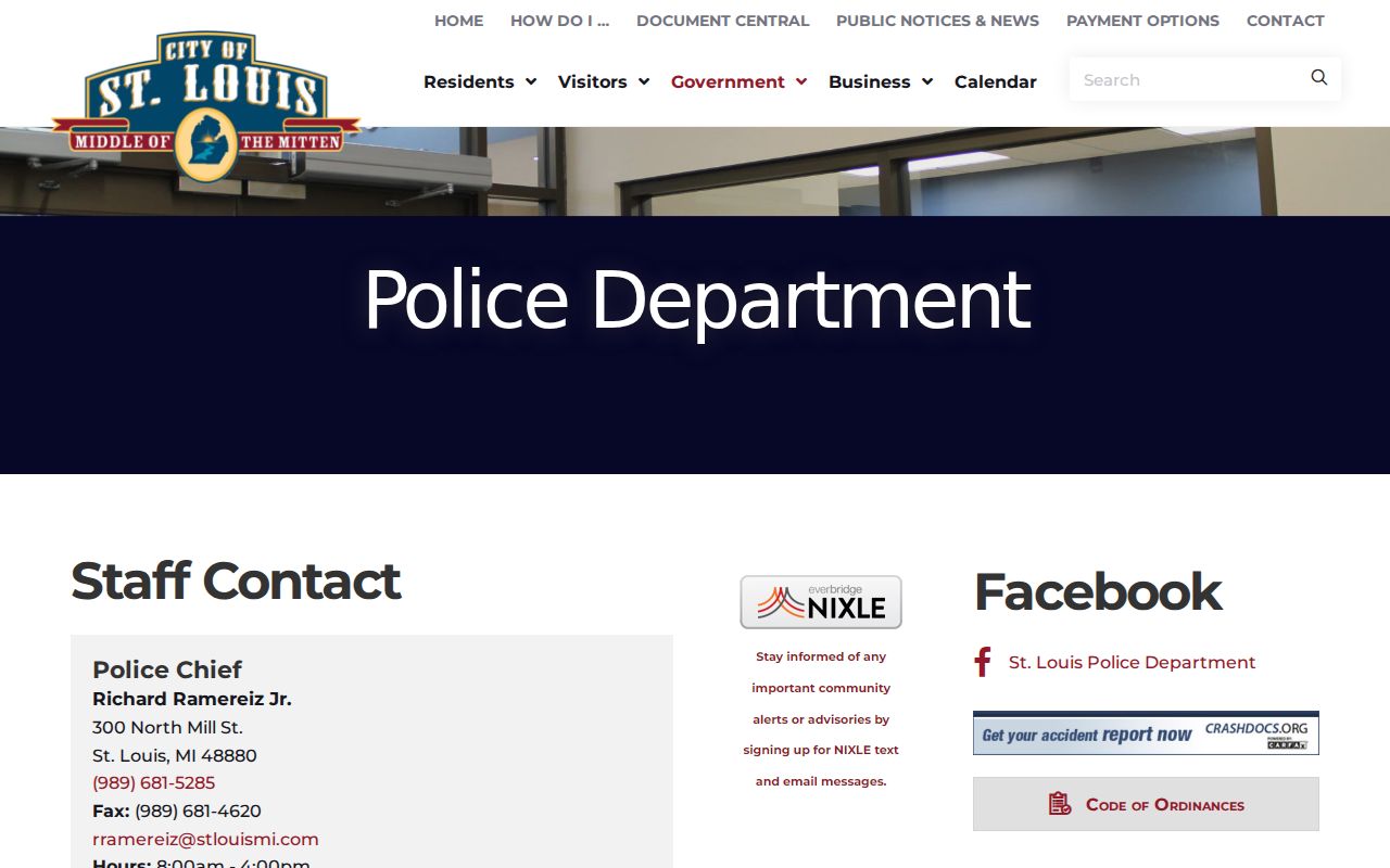 St. Louis criminal records and police department routing page